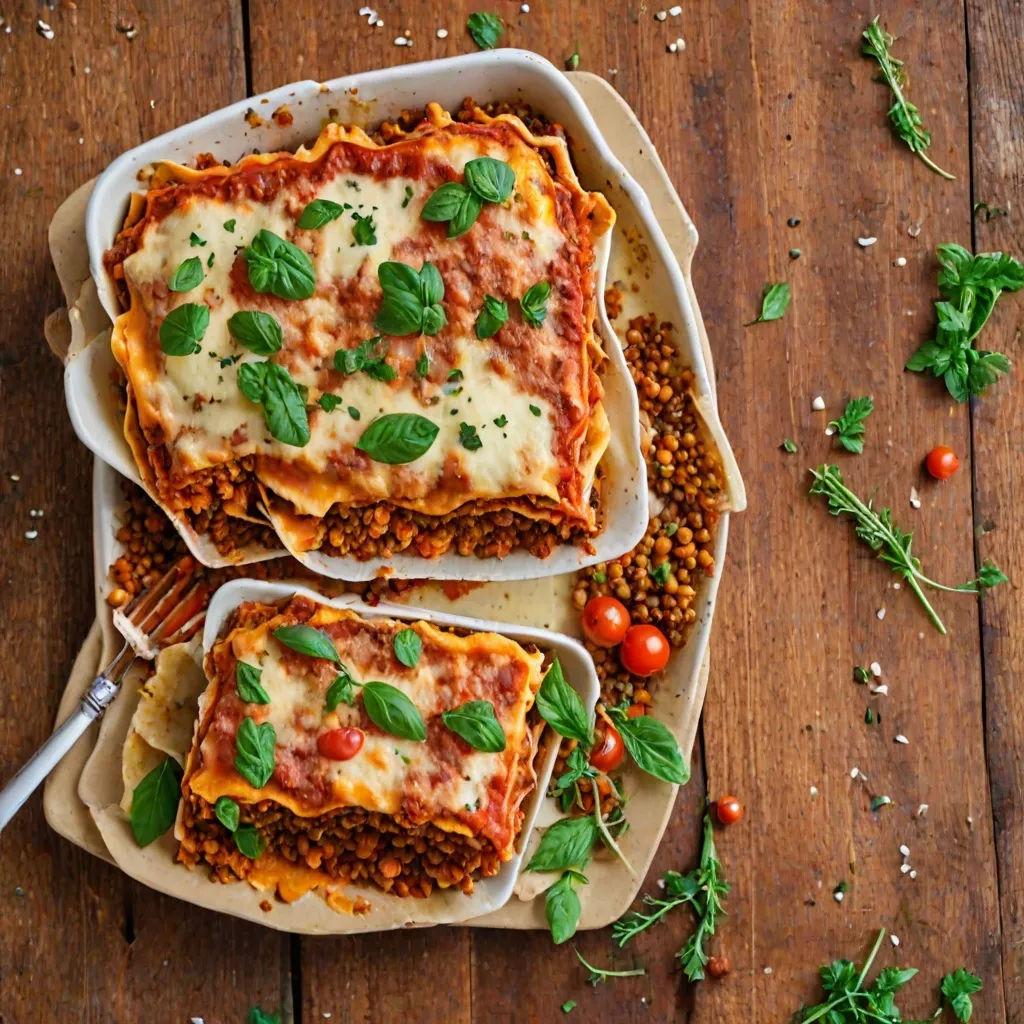 Wegańska lasagne z soczewicą